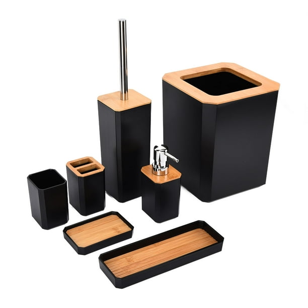 Juego de inodoro, juego de accesorios de baño de bambú, kit de accesorios de baño, suministros para el hogar, mayor durabilidad