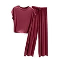 thumbnail image 2 of TMOYZQ Modal Lounge Sets for Women Oversized Baggy Crew Neck Cap Sleeve Tops with Drawstring Pant Sleepwear 2 Piece Outfits Casual Cozy Pajamas Set, 2 of 3