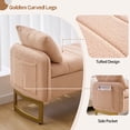 thumbnail image 3 of Aemeios 66"W Storage Bench for Bedroom End of Bed Teddy Ottoman Bench with Gold Legs and Two Pillows, Camel, 3 of 10