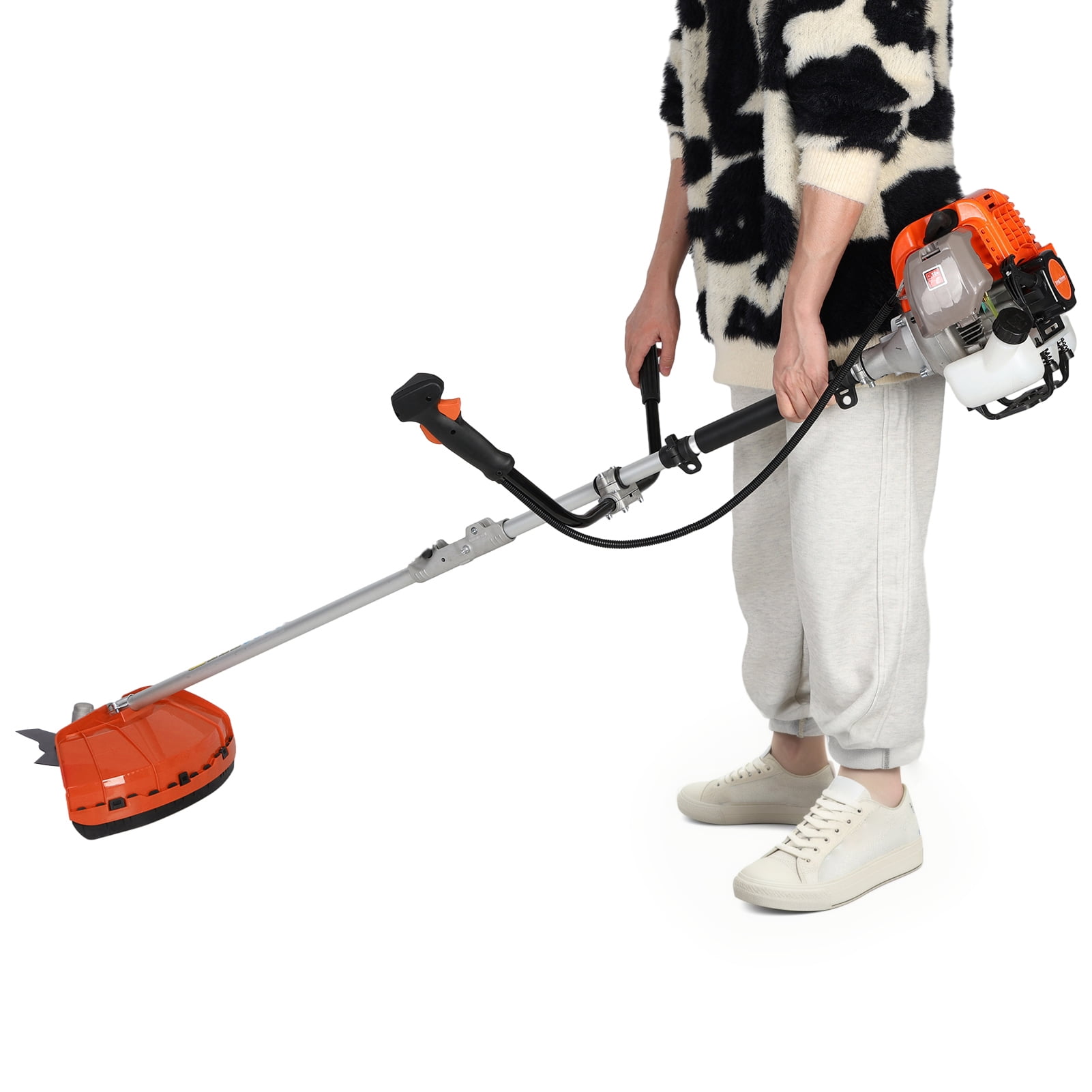 Queroig Gas String Trimmer, 52cc Weed Wacker Gas Powered, 2 in 1 Cordless Hedge Trimmer, 2-Stroke Brush Cutter, Handheld Weed Eater, Plastic Handle & Shoulder Strap Included