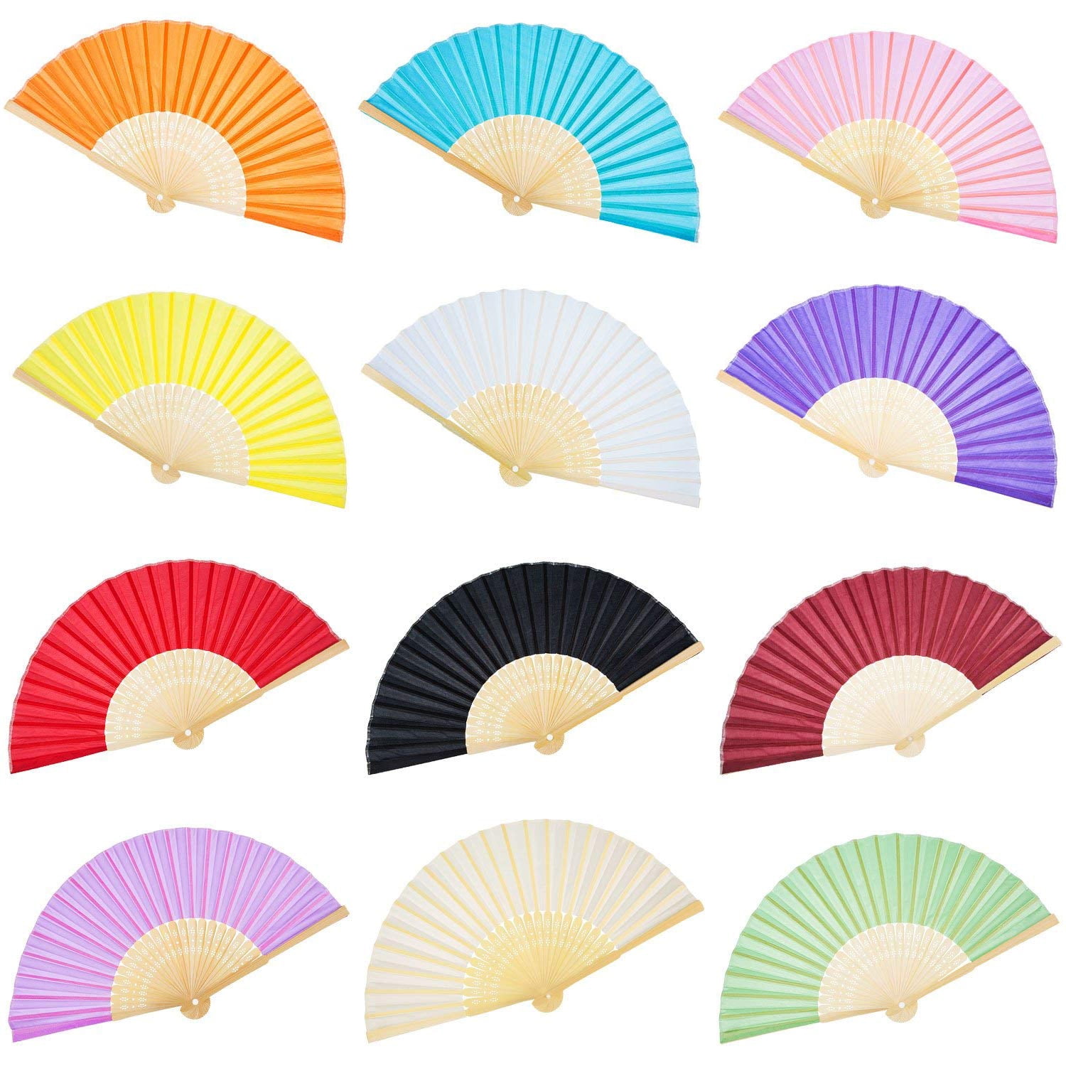 Hand Held Paper Fans Bamboo Folding Fans Handheld Folded Fan for Church