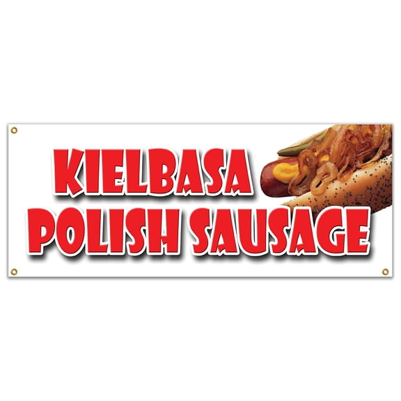 KIELBASA POLISH SAUSAGE BANNER SIGN grilled polski homemade sandwich