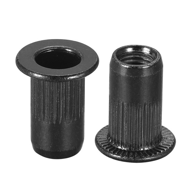 Unique Bargains Écrous à Rivet M4 Acier au Carbone Zingué Tête Plate Filetée Insert Écrou Noir 50 Pcs