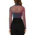thumbnail image 3 of INSPIRE CHIC Veste Courte de Noël pour Femmes, Col Montant Pailleté, Bleu m, 3 of 7