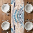 thumbnail image 6 of Ombre Blue Brown Table Runner - 72 Inch Long, Kitchen Dining Table Runner Dresser Scarves, Summer Abstract Coastal Ocean Beach Wave Farmhouse Decor for Coffee Tables Wedding Party Banquet, 6 of 8
