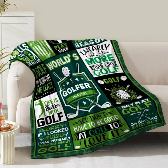 Golf Blanket Gifts for Men Dad Husband Boys Golfers Birthday Christmas Valentine Presents Golfing Theme Decor Home Bedroom Living Room Sofa Couch Soft Cozy Fleece Kids Adults Teen Women Throw 60"x50"