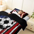 thumbnail image 3 of Manfei Soccer Sports Twin Comforter Sets,Vintage Us Flag Bedding Set,Red White,Black Reversible,2pcs,1 Comforter and 1 Pillowcase, 3 of 7