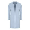 thumbnail image 5 of Womens Long Sleeve Cardigan with Pockets Long Length Open Front Sweater Casual Solid Color Loose Knit Coats (Sky Blue XL), 5 of 6