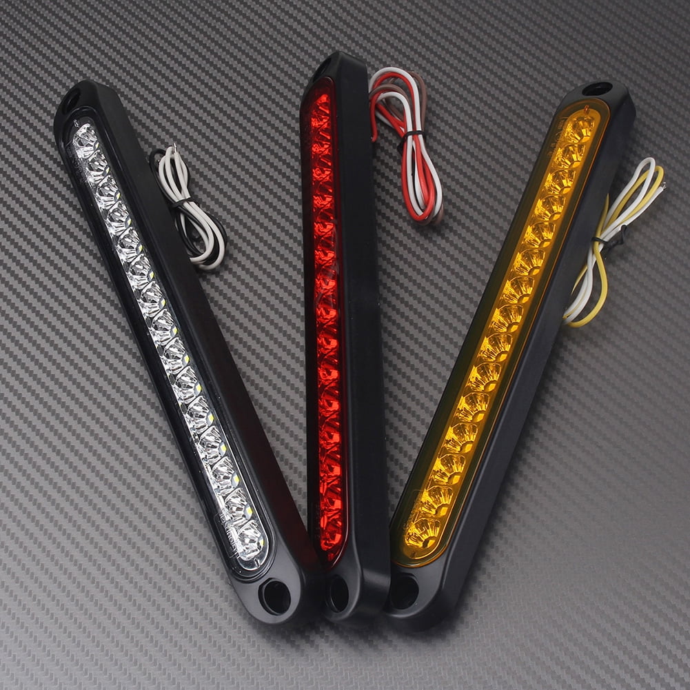 1x 15LED Car Trailer Truck Stop Tail Brake Light Bar White Light with 36cm Wire
