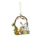 thumbnail image 3 of Adorno de madera para colgar con forma de conejito de Pascua y flores, artesanía de madera para la decoración navideña, 3 of 4