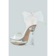 thumbnail image 3 of Kiri Satin Clear High Heeled Bow Sandals, 3 of 10