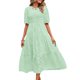 thumbnail image 1 of Lucakuins - Vestido midi de verano para mujer, línea A, manga corta, cuello redondo, cintura alta, vestido floral de encaje Lucakuins moda, 1 of 4