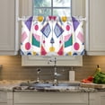 thumbnail image 2 of Yayeee Kitchen Curtains Tier Pair Light Filtering 27"x36" Rod Pocket Short Cafe Window Panel, Green Retro Shapes, 2 of 7