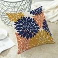 thumbnail image 4 of Navy Blue Summer Outdoor Pillow Covers 18x18 Inch Set of 2 Mustard Yellow Coral Dahlia Floral Decor Throw Pillows Modern Geometry Flower Decorative Cushion Cases for Sofa Couch Bed Decorations, 4 of 6