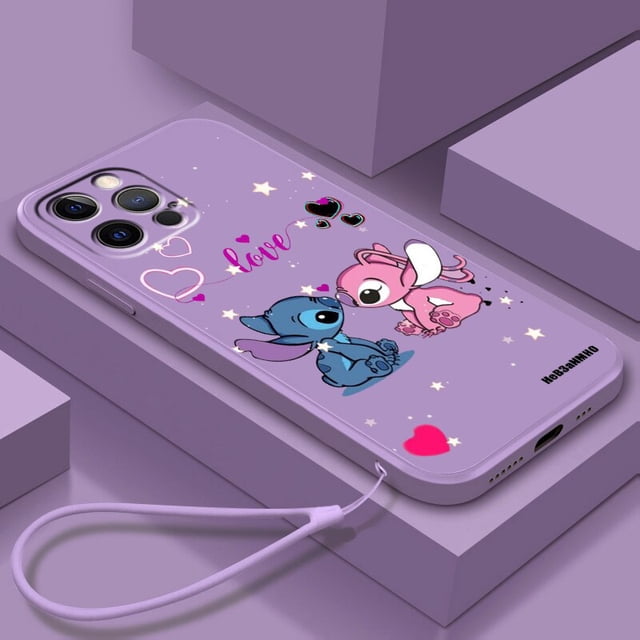 Funda de teléfono de Disney Art Stitch Cool Love para Apple iPhone 14 13 12 Mini 11 XS Pro Max X XR 8 7 6 Plus SE funda de cuerda líquida suave Fivean unisex