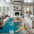 thumbnail image 4 of 8x10 Area Rugs for Living Room, Turquoise Beach Summer Non Slip Area Rugs for Kitchen Bedroom Entryway, Starfish Coastal Gradient Washable Carpet Runner Rug Floor Mats for Bedroom Home Decor, 4 of 9
