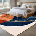 thumbnail image 5 of Navy Blue Burnt Orange Large Area Rugs for Bedroom Living Room, Soft Non Slip Carpet Bedside Rug, Boho Art Modern Geometric Rectangular Floor Cover Kitchen Accent Rug 5'x7' for Dining Room/Office, 5 of 9