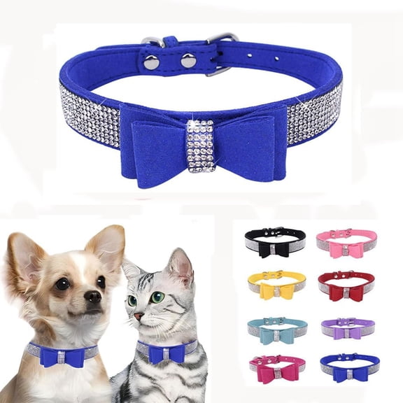 Rhinestone Dog Collar for Small Dog,Diamond Pet Cats Collors with Bow,Bling Crystal Pretty Cute Adjustable for XXS XS Small Medium Large Dogs Puppy Girls