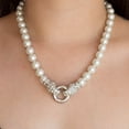 thumbnail image 2 of 18 Inch Glass Pearl Necklace with Crystal Snake Magnetic Clasp - Elegant Wedding Jewelry Necklace, 2 of 7