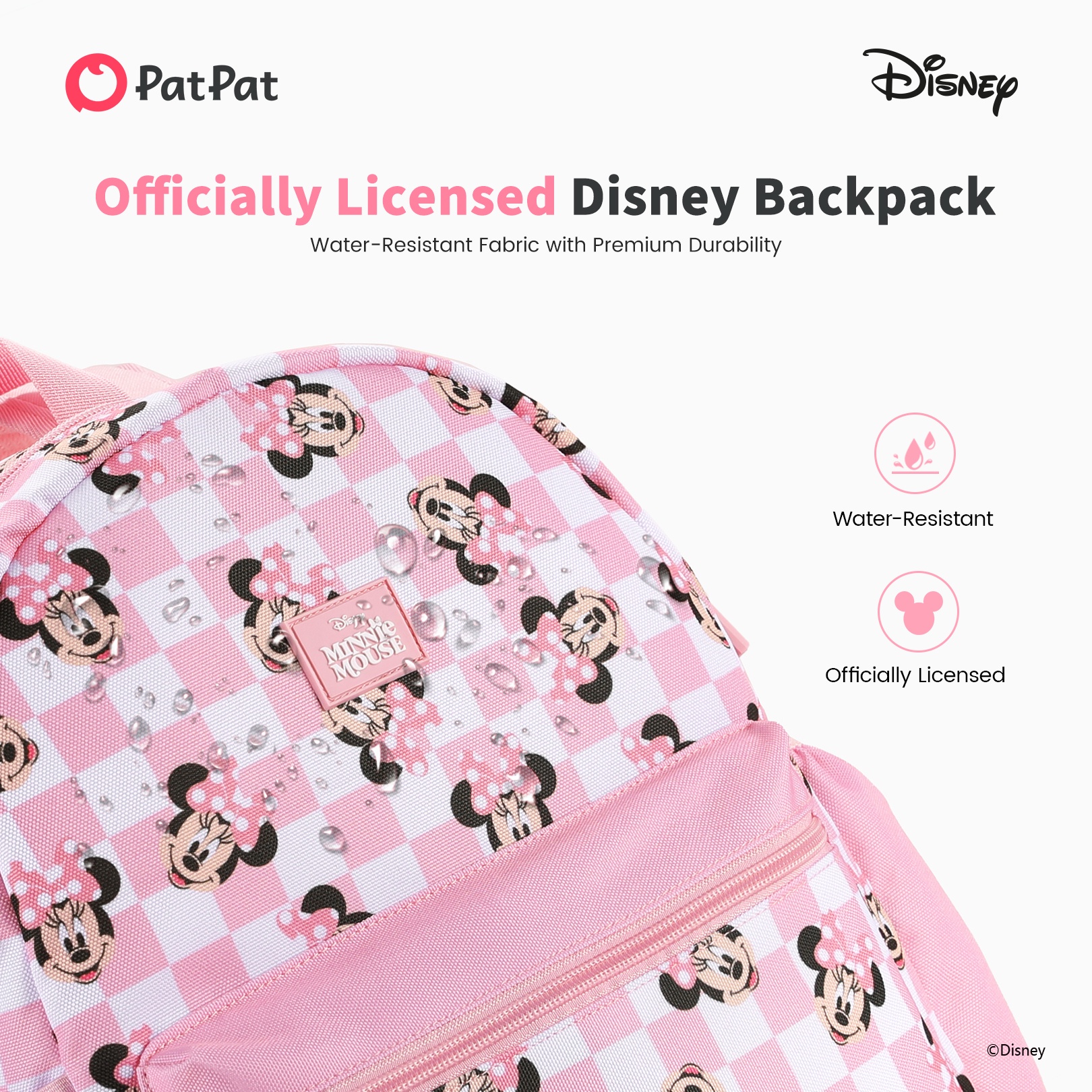Mochila linda de Minnie Mouse para niñas, resistente al agua, para niños pequeños, rosa, para primaria 4