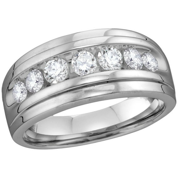 10kt White Gold Mens Round Diamond Band Wedding Anniversary Ring 1.00 Cttw