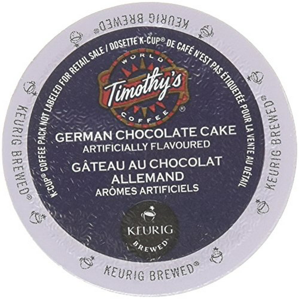 Timothy's German Chocolate Cake Coffee, KCup Coffee Pods, 48 Count