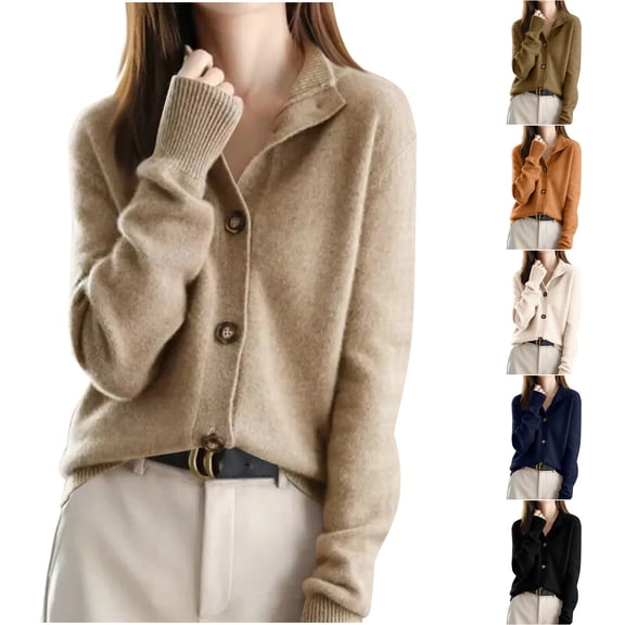 FRSASU Women's Sweaters Lightweight Fall Winter Casual Long Sleeve Crewneck Button up Coats Yellow