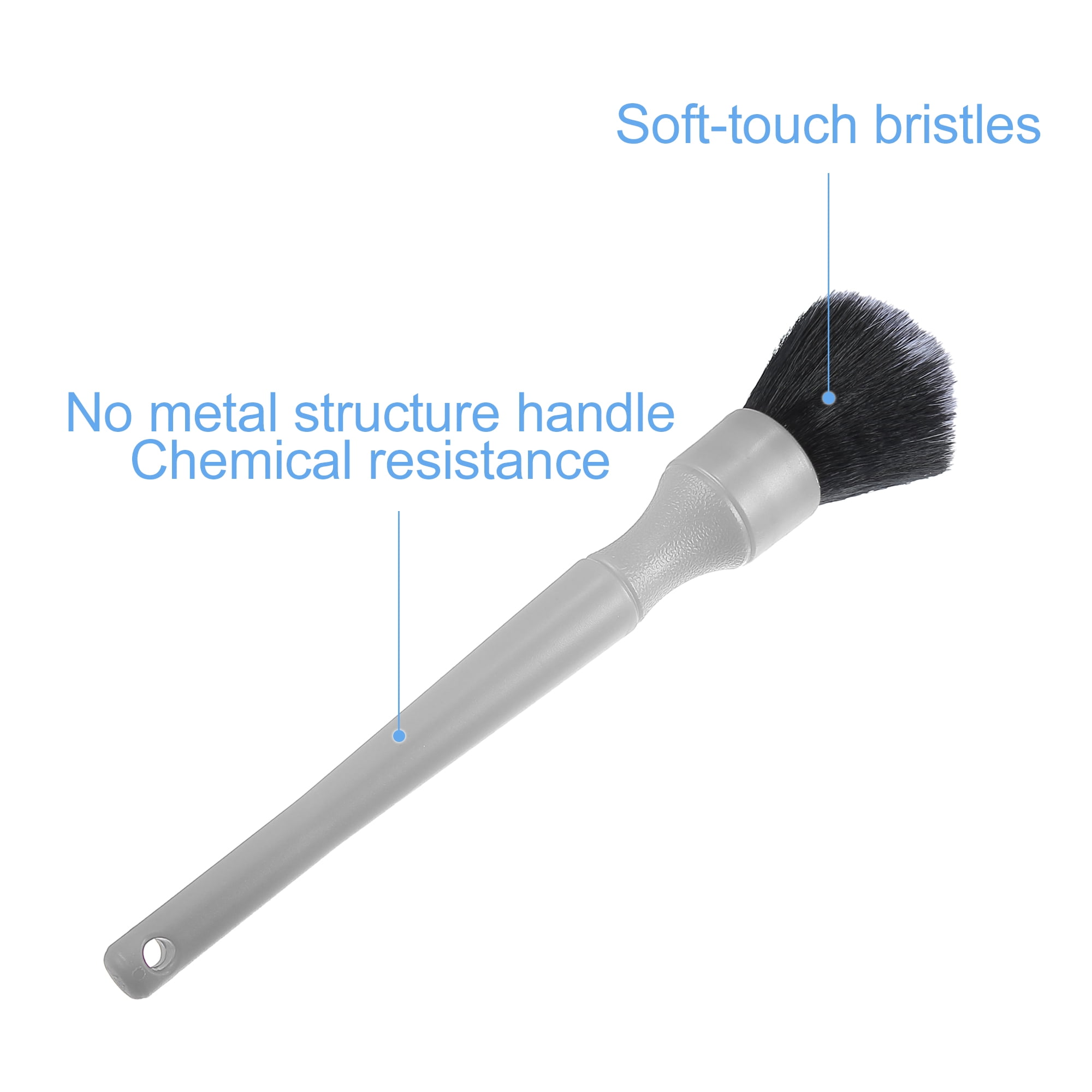 Unique Bargains 2pcs Car Detailing Brush Set Ultra Soft Synthetic PBT Brush Gray