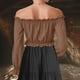 thumbnail image 5 of Pantalones cargo para mujer,Blusa renacentista para mujer, manga larga, hombros descubiertos, fruncida, 100 % poliéster, ideal para otoño, invierno y primavera, sopatenor, 5 of 8