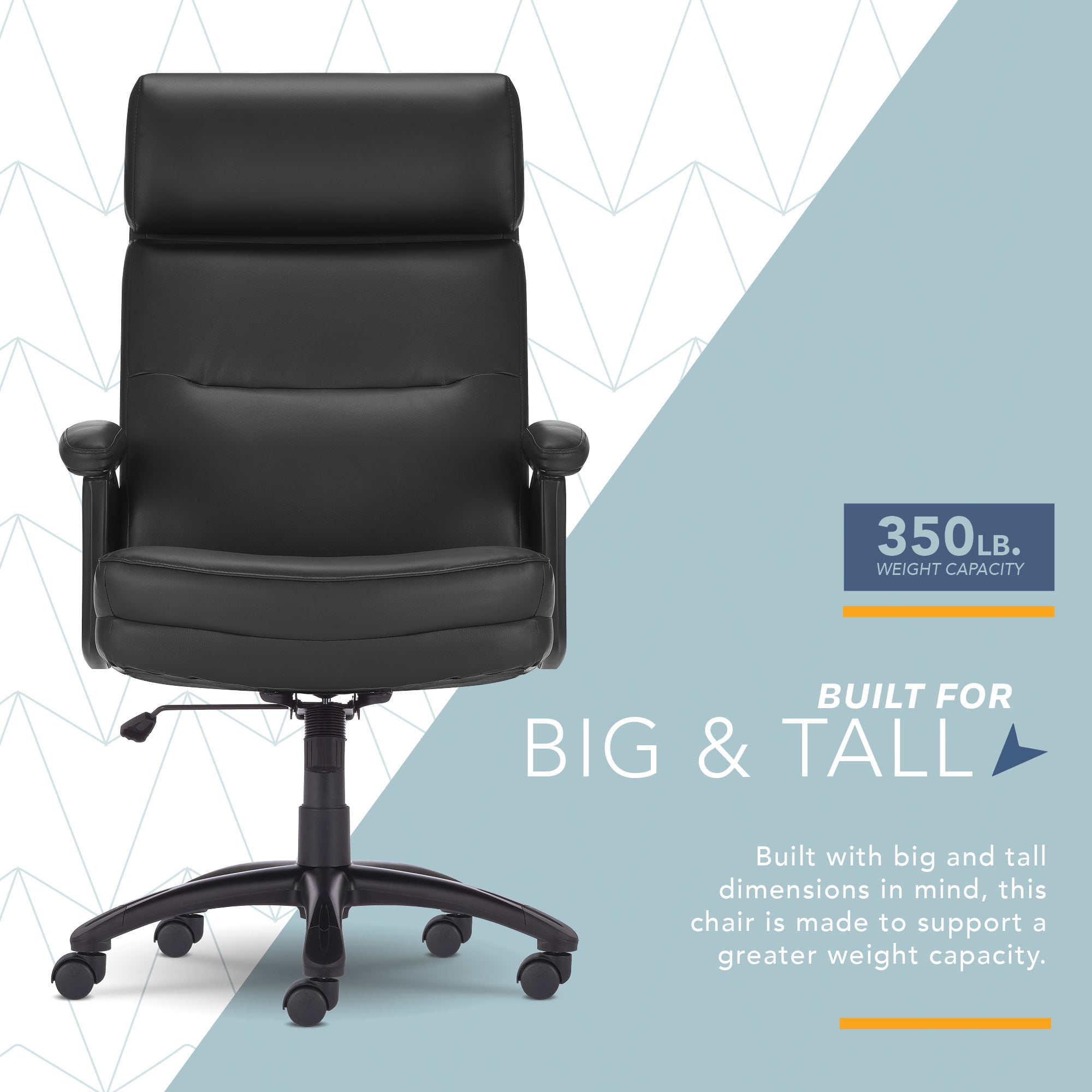 Click365 Classic Big & Tall Executive Office Chair Bonded Leather Black