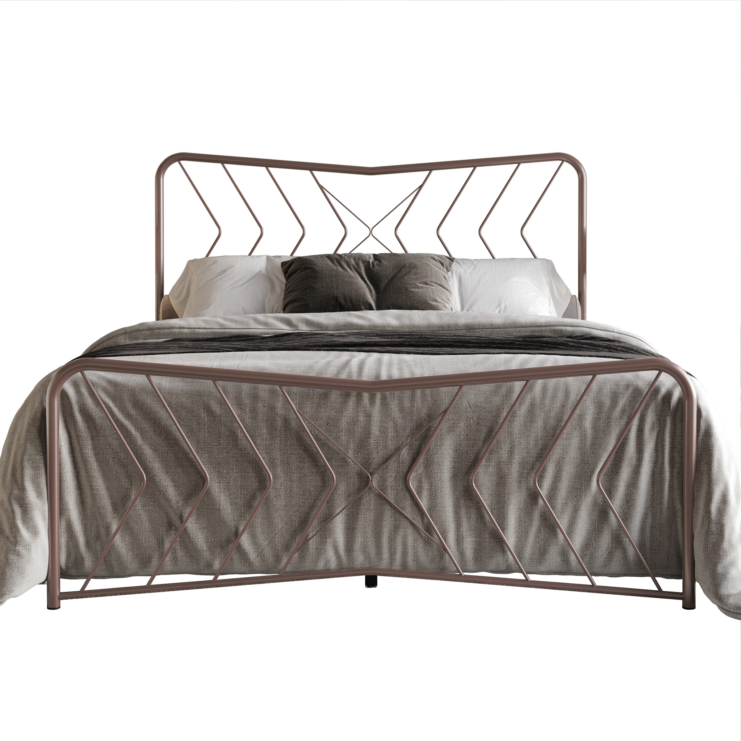 Home Design Rosette Queen Metal Bed – Pink, Durable Queen Bed