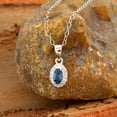 thumbnail image 4 of 2.50 Carat Oval Cut Blue Topaz Gemstone Natural Diamond Wonderful Halo Necklace for Ladies in Solid 18K White Gold With 18 inches Chain, 4 of 6