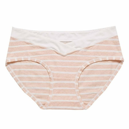 Yuzhih Womens Panties Cute Striped Print Briefs Breathable Cotton Underwear V Cut High Waisted Underpants