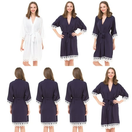 

Mr & Mrs Right Bridesmaid Robes For Woman Soft Cotton 7 sets of 1 White Bride 6 Navy