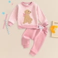thumbnail image 4 of NIEWTR Children 2PC Clothes Loungewear Set Toddler Long Sleeve T-Shirt & Elastic Waist Long Pants Soft Pajamas for 2T 3T 4T 5T Daily Set(A-Red,2-3 Years ), 4 of 7