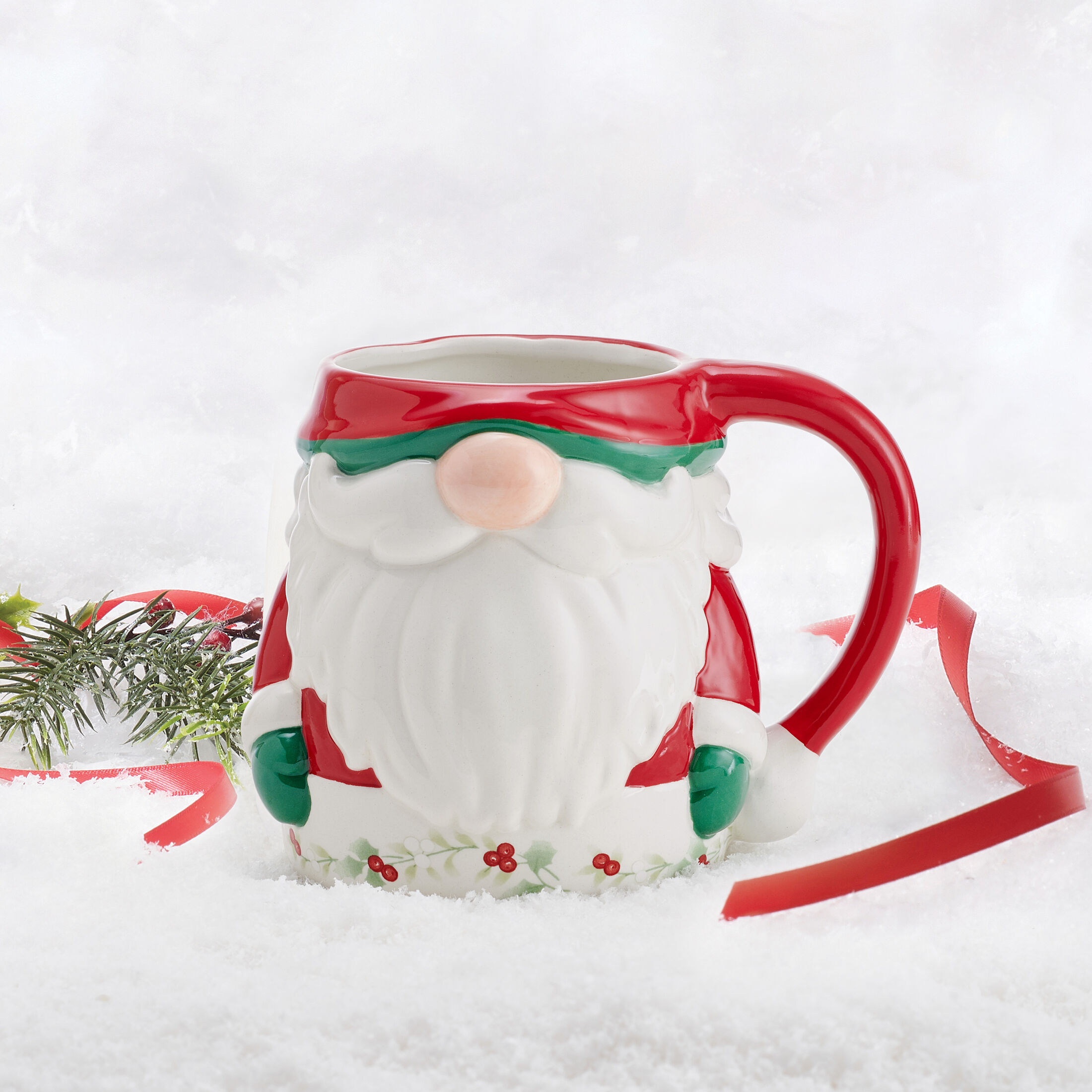 Pfaltzgraff Winterberry Dolomite 16 oz Figural Mug Santa