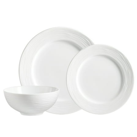 Elegant 12-Piece Dinnerware Set - Round Rim Porcelain Tableware for Kitchen Dining