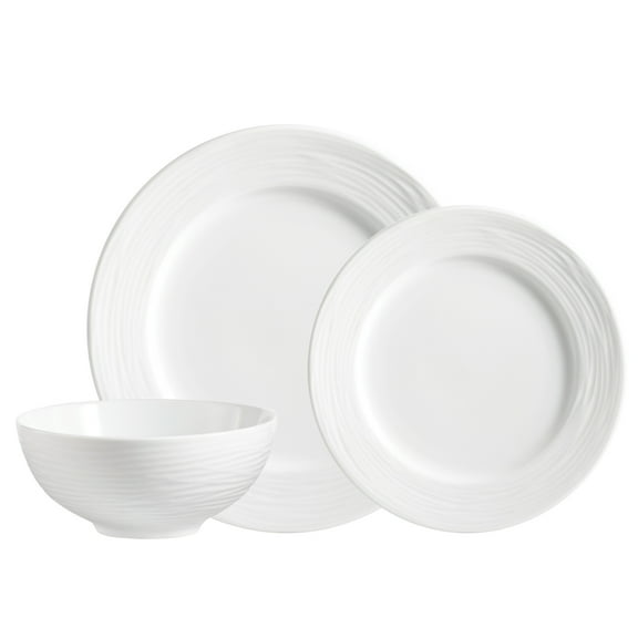 Elegant 12-Piece Dinnerware Set - Round Rim Porcelain Tableware for Kitchen Dining