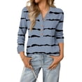 thumbnail image 2 of Garbnen Women Henley Tops Spring Summer Striped Long Sleeve Shirts for Women Dressy Loose Trendy Button Down Women's Pullover Tops, 2 of 4