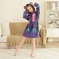 thumbnail image 3 of FORMRS Niños Bathrobe Unisex Hooded Robe Soft Plush Pajamas Sleepwear, Size 10-12T, Night Neon Road, 3 of 7