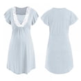 thumbnail image 5 of Women Maternity 3 in 1 Delivery/Labor/Nursing Nightgown Short Sleeve Pleated Maternity Sleepwear for Breastfeeding Hospital Sleep Dress,,S-2XL, 5 of 6