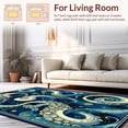 thumbnail image 2 of Flatwoven High Traffic Area Rug, Whimsical Tentacle Medley with Spiraled Nautical Elements and Dot Accents, Non Slip, Stain Resistant, Washable Area Rugs for Living Room, Bedroom(Blue, 8X10), 2 of 8