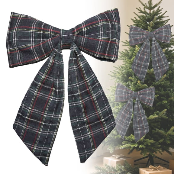 Buffalo Plaid Bow,Rustic Farmhouse Pre-Tied Check Bows,Layered Plaid Ribbon Bows Decor,Christmas Wreath Holiday DIY Crafts Ribbon Bowknot Ornaments,Front Door Bow Decorations for Mantel,Tree,Holiday