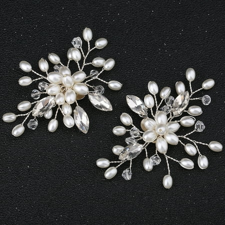 

RABBITH 2Pcs Elegant Fashion for Rhinestone Pearl Shoes Clips Flower Dress Hat Wedding P