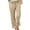 Khaki, variant on Hvyesh Women's High Waist Linen Pants Drawstring Capri Pants with Pockets Wide Leg Cropped Pants for Women