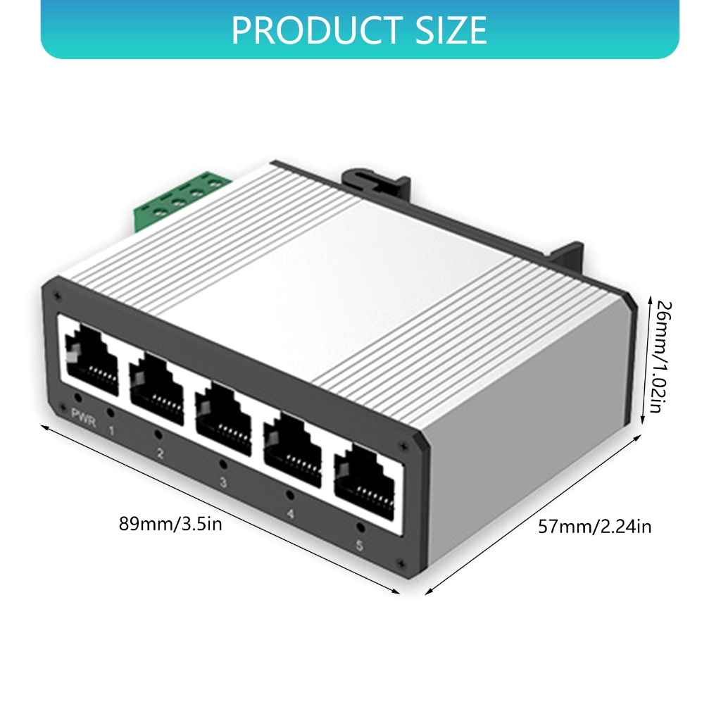 DIN Rail Gigabit Switches 5 Port Aluminum Housing None PoE Industrial Temperature