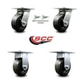 thumbnail image 2 of 5 Inch Phenolic Caster Set with Roller Bearing 2 Swivel Lock and 2 Rigid SCC, 2 of 2