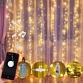 thumbnail image 1 of Window Curtain String Lights, 310 LED 8 Lighting Modes Fairy Copper Light with Voice Activated, Curtain String Lights for Fairy String Lights, Holiday Decorative Wreath Christmas Wedding, 1 of 7