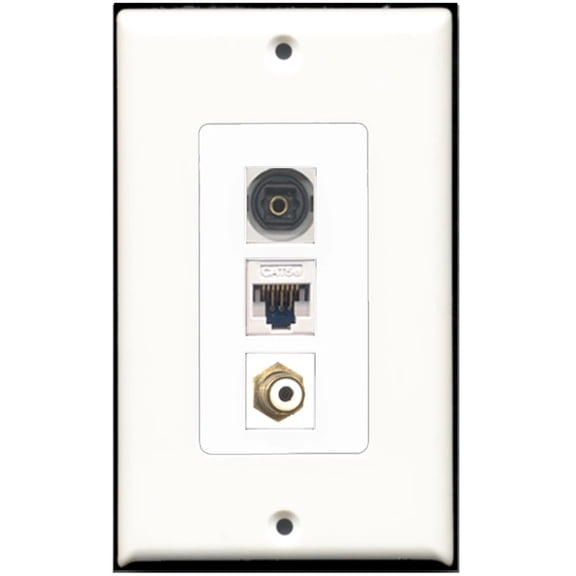 Ultra Spec Cables 1 Port Coax 1 Port Toslink 1 Port Cat5e Wall Plate F/F DecorZ