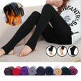 thumbnail image 6 of Women Winter Thermal Fluff Lined Leggings  Stretch Slim Pants, 8 Colors NAVY BLUE STYLE 02, 6 of 8